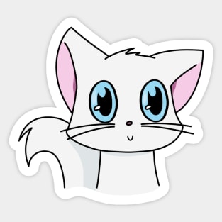 Cute White Cat With Blue Eyes Sticker